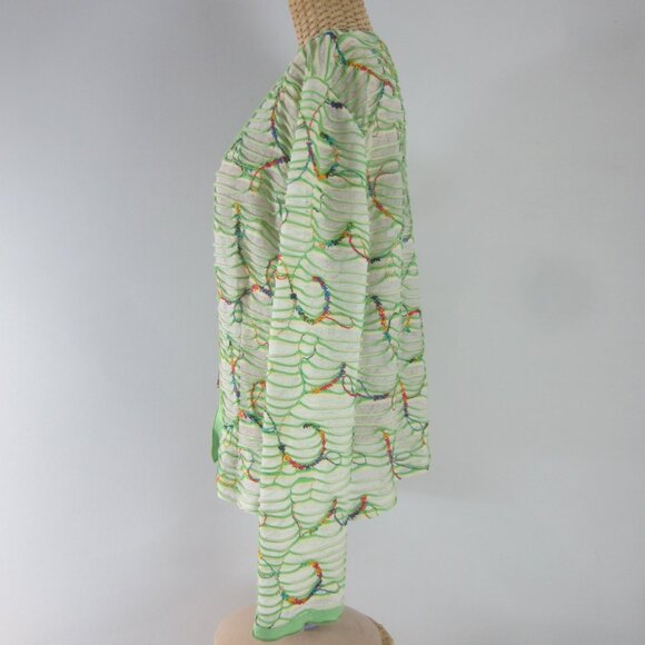 Canvasbacks Womens Large Green Multicolor Stripe Embroidered Knit Cardigan Boho - Picture 9 of 14